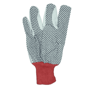 Drill Dotted Gloves with Red Knitted Wrist